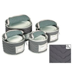 lot 1029 image: 4-Pc Quilted Dinnerware &amp China Storage Case Set with Zippers - Gray