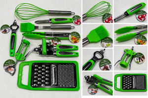 lot 1032 image: Kitchen Sense 8-Pc Assorted Kitchen Tool &amp Gadget Set-Green &amp Stainless Steel