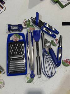 lot 1044 image: Kitchen Sense 8-Pc Assorted Kitchen Tool &amp Gadget Set - Blue &amp Stainless Steel&nbsp