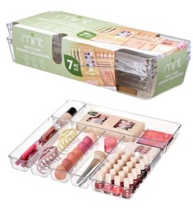 lot 1047 image: Mint Home 7-Pc Clear Stackable Drawer Organizer &amp Storage Tray Set&nbsp