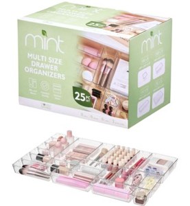 lot 1053 image: Mint Home 25-Pc Multi-Size Clear Drawer Organizer Set&nbsp