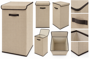 lot 1057 image: Storage Solutions Tall Laundry Hamper - Beige -24.8 H&nbsp
