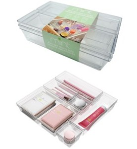 lot 1061 image: Mint Home Clear Stackable Drawer Organizer Tray Set - 4Pc