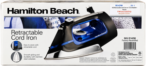 lot 1063 image: Hamilton Beach R14290 Retractable Cord Steam Iron w Stainless Steel Soleplate - Factory Recertified
