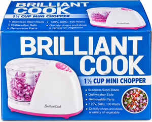 lot 1064 image: Brilliant Cook 1.5-Cup Electric Mini Food Chopper -Stainless Steel Blade -WhiteMaroon&nbsp