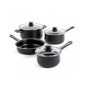 lot 1072 image: Gibson Home Chef Du Jour 7-Piece Nonstick Carbon Steel Cookware Set - Black&nbsp