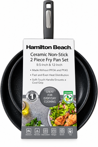 lot 1073 image: Hamilton Beach 2-Piece Ceramic Nonstick Fry Pan Set- 9.5 &amp 12 -Black&nbsp