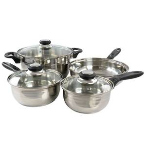 lot 1075 image: Gibson Home Lybra 7-Piece Stainless Steel Cookware Set w Glass Lids-Silver&nbsp