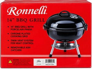 lot 1077 image: Ronnelli 14 Portable Charcoal BBQ Grill -Porcelain Finish- Chrome Cooking Grid&nbsp