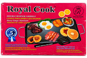 lot 1079 image: Royal Cook RC-4214R 11 x 19 Double Burner Nonstick Griddle -Heavy-Gauge Aluminum