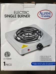 lot 1085 image: Alpine Cuisine 1000W 6-Inch Single Electric Burner -Portable Hot Plate