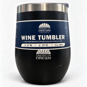 lot 1119 image: American Dream 12 oz Double-Wall Stainless Steel Wine Tumbler- Black&nbsp