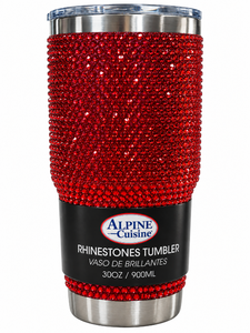 lot 1127 image: Alpine Cuisine 30oz Red Rhinestone Bling Stainless Steel Tumbler w Lid&nbsp