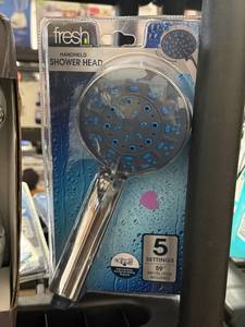 lot 1129 image: Fresh Home 5-Setting Handheld Shower Head w 59 Metal Hose-Chrome&nbsp