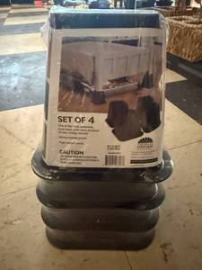 lot 1137 image: Set of 4 Heavy-Duty Plastic Bed Risers-Dorm &amp Home Furniture Elevators