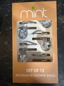 lot 1145 image: Mint Set of 12 Round Crystal Decorative Shower Curtain Rings-Silver Tone