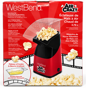 lot 1157 image: West Bend Air Crazy Hot Air Popcorn Popper- 3.78L  4 Qt -Red