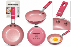 lot 1161 image: Hamilton Beach 5 Mini Pink Ceramic Nonstick Fry Pan - HBC101TP - New -&nbsp
