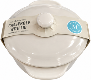 lot 1162 image: Martha Stewart 0.5 Qt Mini Stoneware Casserole Dish w Lid -White