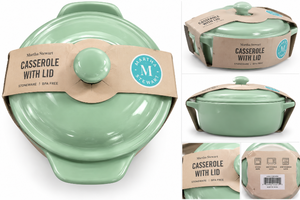 lot 1164 image: Martha Stewart Mint Green Stoneware Mini Casserole Dish with Lid&nbsp