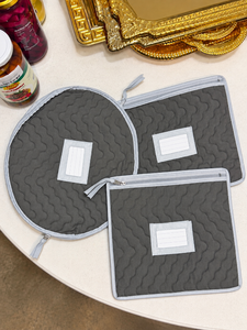 lot 1049 image: Richards Homewares 6-Pc Quilted Microfiber China Accessory Storage Set -Gray&nbsp
