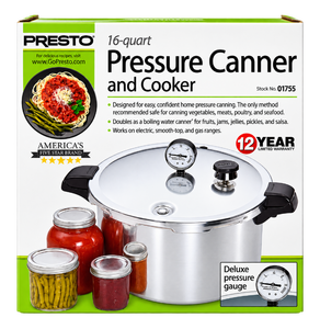 lot 1006 image: Presto 16-Qt Pressure Canner &amp Cooker w Pressure Gauge &amp Rack  Model 01755