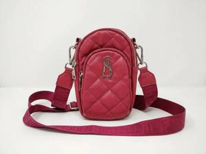 lot 63867 image: Steve Madden Quilted Leather Crossbody Bag Red