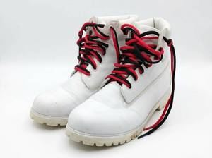 lot 63883 image: Lugz White Lace-Up Boot Mens Size 13 w Red & Black Laces