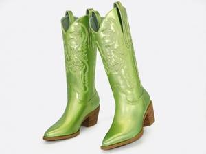 lot 63942 image: Ouepiano Green Cowboy Boots Women Wide Calf - 6