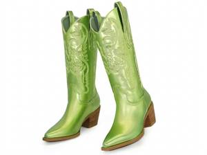 lot 63944 image: Ouepiano Green Cowboy Boots for Women - Wide Calf - 11