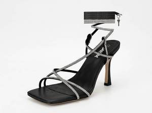 lot 63949 image: ISNOM Black Rhinestone Stiletto Heels Size 13