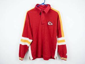lot 63975 image: Vintage Starter NFL Pro Line Kansas City Chiefs Quarter-Zip Rugby Shirt Size L