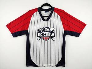 lot 63985 image: US Sports Uniforms KC Crew Pinstripe V-Neck Jersey Size M Red White Navy