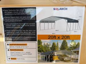 lot 10357 image: Unused SDLANCH 20ft x 20ft Steel Garage Carport (SDLC2020)