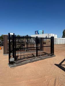 lot 10307 image: Unused 14ft Electric Double Swing Driveway Gate with Remote (DG14LW-P10FH-DZ)