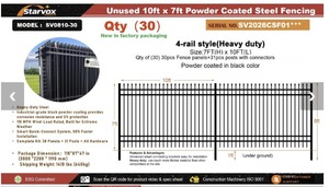 lot 10367 image: Unused STARVOX 10ft x 7ft Steel Fence Panels - 30 Panels in This Lot (SV0810-30)