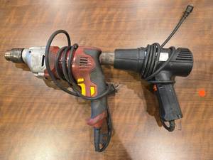 lot 18650 image: Chicago Electric Power Tools Heavy Duty Drill w Ace Hardware Heat Gun