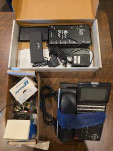 lot 18681 image: NEC DT800 Series Office Phone with Transformers and HDMI Splitters