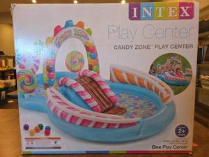 lot 18685 image: Inflatable Intex Play Center Candy Zone Kids Splash Pool with Water Slide