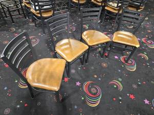 lot 21835 image: (4) Ladder Back Dining Chairs with Tan Seats