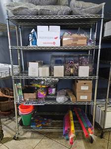 lot 12702 image: Metal Metro Shelving Unit w Casters  Contents Not Included