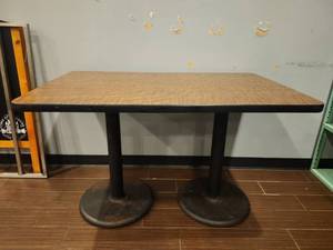 lot 12715 image: Restaurant Dining Table w Dual Pedestal Base