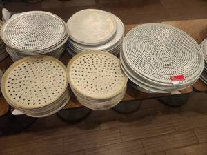 lot 12732 image: (225) Assorted Lot of Commercial Perforated Pizza Pans  Varying Sizes&nbsp