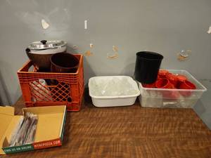 lot 12753 image: Assorted Lot  Red Coffee Mugs, Serving Bowl, and More