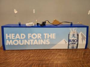 lot 12777 image: Busch Light Head For The Mountains LED Bar Sign
