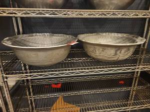 lot 12785 image: Set of Two Decorative Metal Bowls, 19 Inches