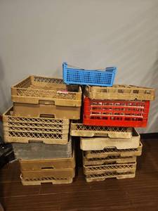 lot 12796 image: Lot of Commercial Dish Racks &amp Crates  Varying Styles