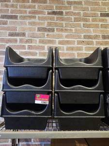 lot 12803 image: (6) Black Molded Plastic Stackable Booster Seats