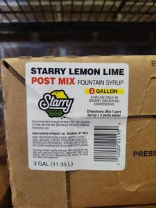 lot 12810 image: Starry Lemon Lime Post Mix Fountain Syrup 3 Gallon Bag-in-Box