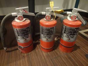 lot 12856 image: (3) Fire Master Dry Chemical Fire Extinguishers w Hoses